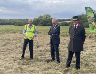 Trustee Chris Scorey, Constable Philip Porter and Bellman Julian Tubb at the ceremony marking the commencement of the landscape delivery.