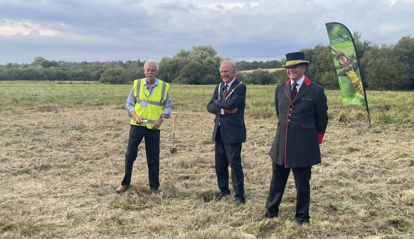 Trustee Chris Scorey, Constable Philip Porter and Bellman Julian Tubb at the ceremony marking the commencement of the landscape delivery.